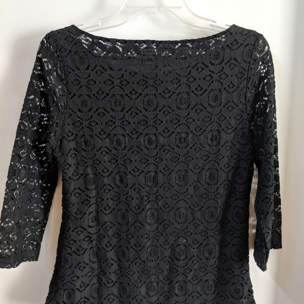 Banana Republic Black Lace 3/4 Sleeve Top
